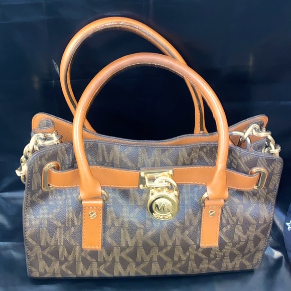 Michael Kors Hamilton East West Tan Brown Satchel EUC - Picture 2 of 9